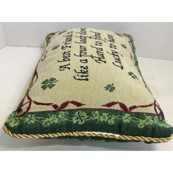 Decorative Throw Pillow With Irish Four-Leaf Clover Quote & Gold Trim - "A Best - Picture 9 of 9